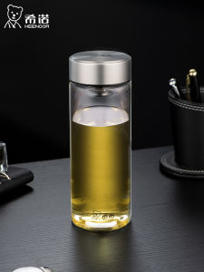 Heenoor Thickened Single-layer Glass Cup with Lid for Brewing Tea Large Capacity Water Cup for Car And Home Use Mens Style