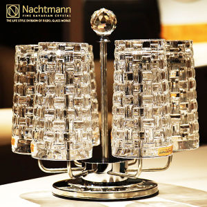NACHTMANN Crystal Glass Whiskey Beer Cocktail Cup Set Elegant European Style Drinkware Set of 6 with Crystal Cup Holder