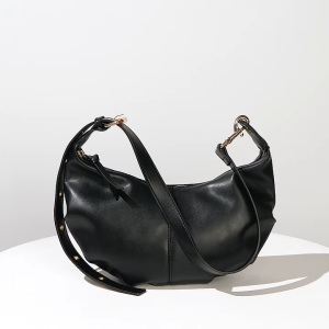 Round bag selempang bahan PU tas wanita kekinian selempang dan bahu tas wanita korea half moon bag