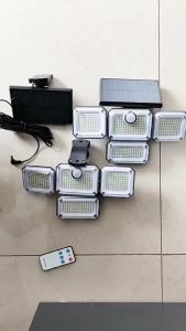 1 PACK Outdoor Motion Sensor Lamp 4-Head Solar Power Light 122 LED Solar Light Flood Lights 3000 Lumens270° Lighting Range