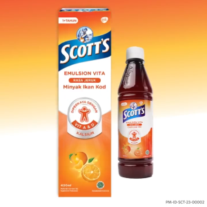 Scotts Emulsion Vita Rasa Jeruk 400ml/200ml - Suplemen Pertumbuhan Anak Multivitamin Minyak Ikan Kod