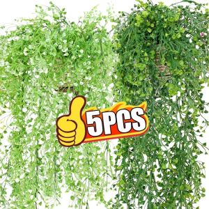 Hibeautylife】ใบยูคาลิปตัสเทียมต้นไม้แขวน5ชิ้น80ซม. เถาวัลย์ดอกไม้พลาสติกสำหรับคริสต์มาสงานแต่งงานปาร์ตี้ตกแต่งบ้าน