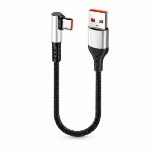 USB C Cable 6A Fast Charging Short Cord USB A to Type C 90 Degree Right Angle Braided Charger 0.25m 0.5m for Phone Gaming