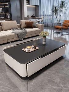 Modern Minimalist Italian Style Coffee Table Black And White Rectangle Living Room Rock Board Small Household Luxury Sensation