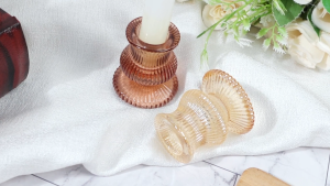 Colored striped glass candle holder Romantic dining table candle base Home wedding festival decor
