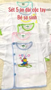 Combo 5 áo bé trai bé gái sơ sinh Ngắn Tay  Dài Tay cài chéo chất Cotton 100% Bossini- Áo dài tay bé sơ sinh 0-9kg