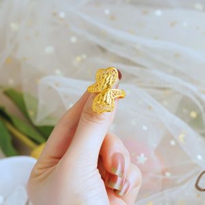 Fashionable Womens Gold-Imitated Sand-Pheasant Ring Non-Fading Exaggerated Open Design Fake Yellow Gold Ring Hong Kong Style