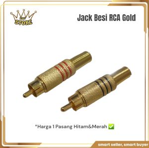 Jack RCA Gold Sepasang Merah Hitam / Jek Audio Konektor Besi RCA Warna Gold