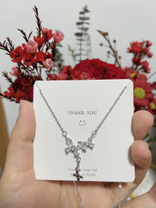 LL silver Titanium steel Three Butterfly Fashion Tassel Style Necklace N7093