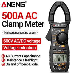 ANENG | ANENG ST170 Digital Clamp Meter 600V Volt Cap Resistance Diode Data Hold Flashlight Large Screen Auto Off Electrical Repair Tool