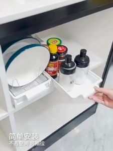 Pull-out Kitchen Storage Rack Bowl & Dish Rack Drawer Type Retractable Kichen Orgaizer Storage