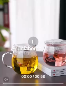 【SG Stock】🔥350ml 3In1 Tea Cup Set With Infuser Lid Heat Resistant for tea brewing home office usage gift