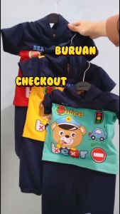 Setelan Baju bayi anak laki motif karakter HOODIE POLICE BEAR usia bayi 3sampai 15 Bln MAX BB 10 KG
