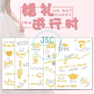 Team Bride Bronzing Tattoo Stickers Wedding Stickers Bachelor Party Masquerade Party Waterproof Sticker Tattoo Wedding Theme Sticker Tattoo Sweet Love Sticker