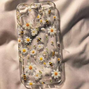 Clear Soft TPU Phone Case For iPhone 17 16 15 14 13 12 11 Pro XS Max X XR 7 8 Plus Air 17e 16e Cute Bee Daisy Floral Print Cover