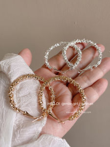 Bright Silver Geometric Hoop Earrings Womens Fashion Elegant round Circle Drop Earrings Jewelry Alloy Plated Silver