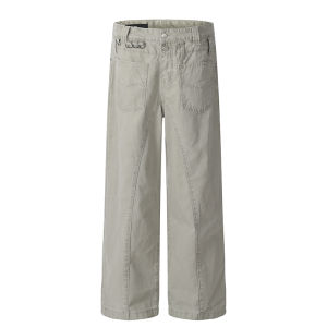 American Retro Loose Straight Tube Design Work Pants Mens CleanFit Casual Pants Couples Fashionable Cotton Long Trousers