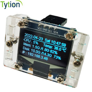 Raspberry Pi 5 4B 0.96 Inch OLED LCD 4 Pin Screen I2C Monitoring Subscreen CPU Temperature IP Hard Disk Status Display