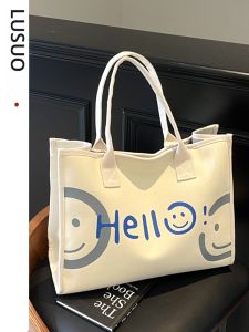 กระเป๋าผ้าใบทรงสี่เหลี่ยมจัตุรัสทรงสี่มิติสำหรับผู้หญิง กระเป๋าใส่โน้ตบุ๊ก 14 นิ้ว กระเป๋าสะพายไหล่แบบหนังสือ กระเป๋าถือแบบลำลอง