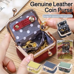 Genuine Leather Coin Purse Small Diamond Ring Jewelry Purse Portable Waterproof Makeup Pouch Jewelry Storage Bag
