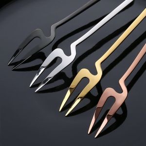 1 Pcs Stainless Steel Fruit Forks Pickle Forks Cocktail Salad Dessert Cake Forks Tableware For Banquet Party Seafood Dinner New