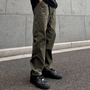 กางเกงทำงานลำลองสไตล์อเมริกันย้อนยุคสำหรับผู้ชาย กางเกงขายาวทรงตรงหลวมๆ สำหรับฤดูใบไม้ร่วง กางเกงขายาวทรงตรงสำหรับใส่ทำงาน