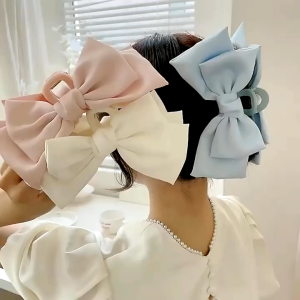 Oversized Cream Large Bow Hair Clip Korean Claw Clip for Women Fashion Accessories
