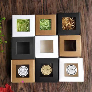 10pcs square white/kraft/black window packaging boxes various sizes wedding party gifts handmade soap chocolate flat boxes