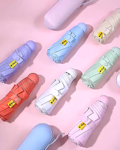Dù Gấp Gọn Mini 8 Nan Kèm Hộp Capsule Chống Tia UV UPF50+ | Ô Che Nắng Mưa Bỏ Túi