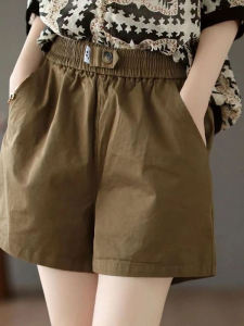 QIAOXIZI | High Waist Loose Fit Plus Size Casual Pants Elastic Waist Wide Leg Shorts