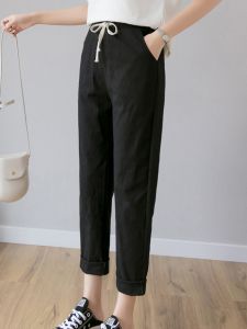 High Waist Cotton Harem Pants Womens Spring Summer Thin Loose plus Size Casual Trousers Autumn Slimming Long Pants