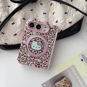 Sanrio | For IPhone Duo Cartoon Character Print Rotate Stand with Lanyard Magnetic Phone Case Wireless Charger Shockproof Protect Cover