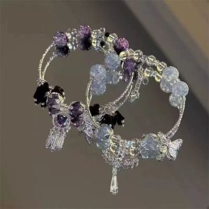 Fashionable Chinese Style Butterfly Floral Hand Bracelet Fairy Atmosphere Wristband Birthday Gift for Best Friend Womens Jewelry