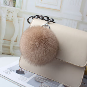 New Fox Fur Ball Fur Bags Pendant Cute round Plush Womens Car Keychain Creative DIY Accessories Quality Fashionable