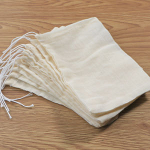 10-Pack Small Cotton ผ้าลินิน Cheesecloth Drawstring Soup Bags Spice Filter Pouches Medicine Sachets Kitchen Storage Organizers แพ็ค 10 ชิ้น