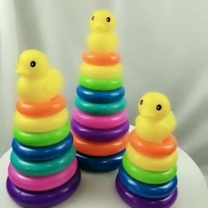 Đồ chơi giáo dục giúp bé phát triển trí não Tháp xếp chồng vòng tròn cầu vòng vịt thỏ đủ màu sắc cho bé Đồ chơi xếp tháp vòng tròn 5 7 9 tầng