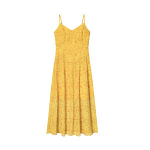 Juicy Couture | New French Style Yellow Floral Print Spaghetti Strap Long Dress