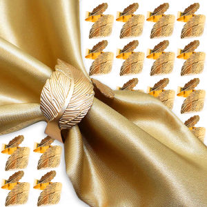 4Pcs Leaf Napkin Ring Gold Silver Alloy Napkin Rings Holder for Christmas Holiday New Year Wedding Party Table Decoration