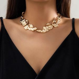 Ingemark | Exaggerated Gold Color Heavy Metal Short Chokers Necklaces for Women Elegant Luxury Irregular Neck Chain Wed Jewelry Accessories
