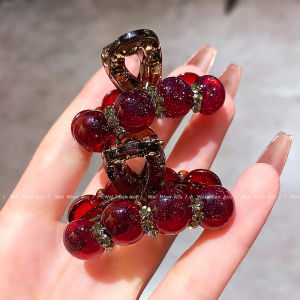2025 Red Bead Hair Clip Versatile Half Updo Bangs Back of Head Fresh out Fashion Korean Style Hair Accessories Pearl Hair Clip