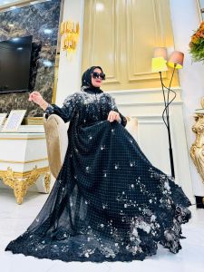 REALPICT COD DRESS ADELIA FREE HIJAB  BY SITI ASOPUROH  BAHAN CERUTY MOTIF PREMIUM MIX RENDA BAWAH KELILING  TERMURAH BEST SELLER TANGAN PERTAMA KONVEKSI / PRINTING / MOTIF PREMIUM GAMIS PESTA GAMISPREMIUM