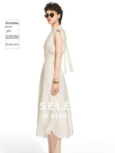 BEIQIANI | Vintage Wooden Ear Summer Resort Elegant Bell Dress