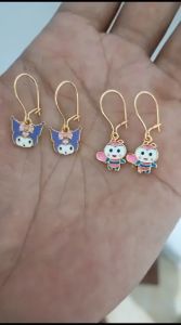 Anting anak perempuan titanium anti karat tidak luntur cantik karakter imut lapis emas