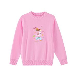 Banjilu Pure Cotton Knitted Sweater round Neck Overhead Spring Autumn Casual Soft Cotton Base Layer Shirt Versatile Top for Kids
