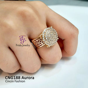 Cincin Aurora Round Mata Mewah Elegan Anti Karat Awet Perhiasan Fashion Import Kualitas Premium cng188
