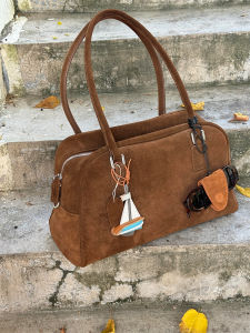 Retro Suede Boston Bags Womens Single Shoulder Underarm Pillow Bag Large Capacity High-End Feel Soft Zipper Casual Style