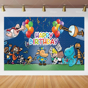 Cartoon Dog Man Backdrop Kids Birthday Decorations Party Supplies Dogman Baby Shower Decor Banner Poster Background Boys Gifts