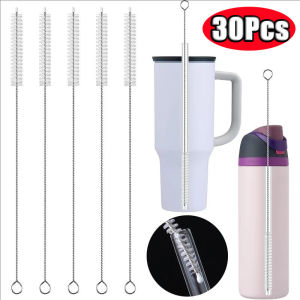 10/30pcs Straw Cleaning Brush Nylon Long HandleTube Brush Stainless Steel Straw Cleaner Reusable Household Cleaning brush for Sippy Cup Water Bottle and Tubes