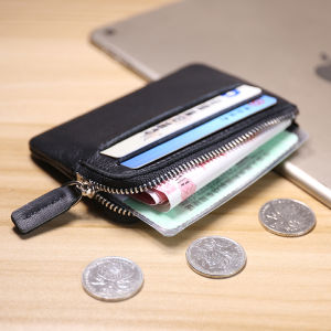 กระเป๋าใส่เหรียญหนังแท้บางเฉียบ กระเป๋าใส่เหรียญแบบสั้นสำหรับผู้ชายและผู้หญิง กระเป๋าใส่เหรียญแบบมินิเรียบง่าย กระเป๋าใส่เหรียญแบบแข็ง