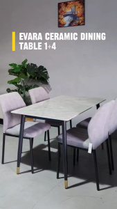 [FREE INSTALLATION] SMASIS EVARA 1+6 / 1+4 Ceramic Sintered Stone Marble Dining Table Set